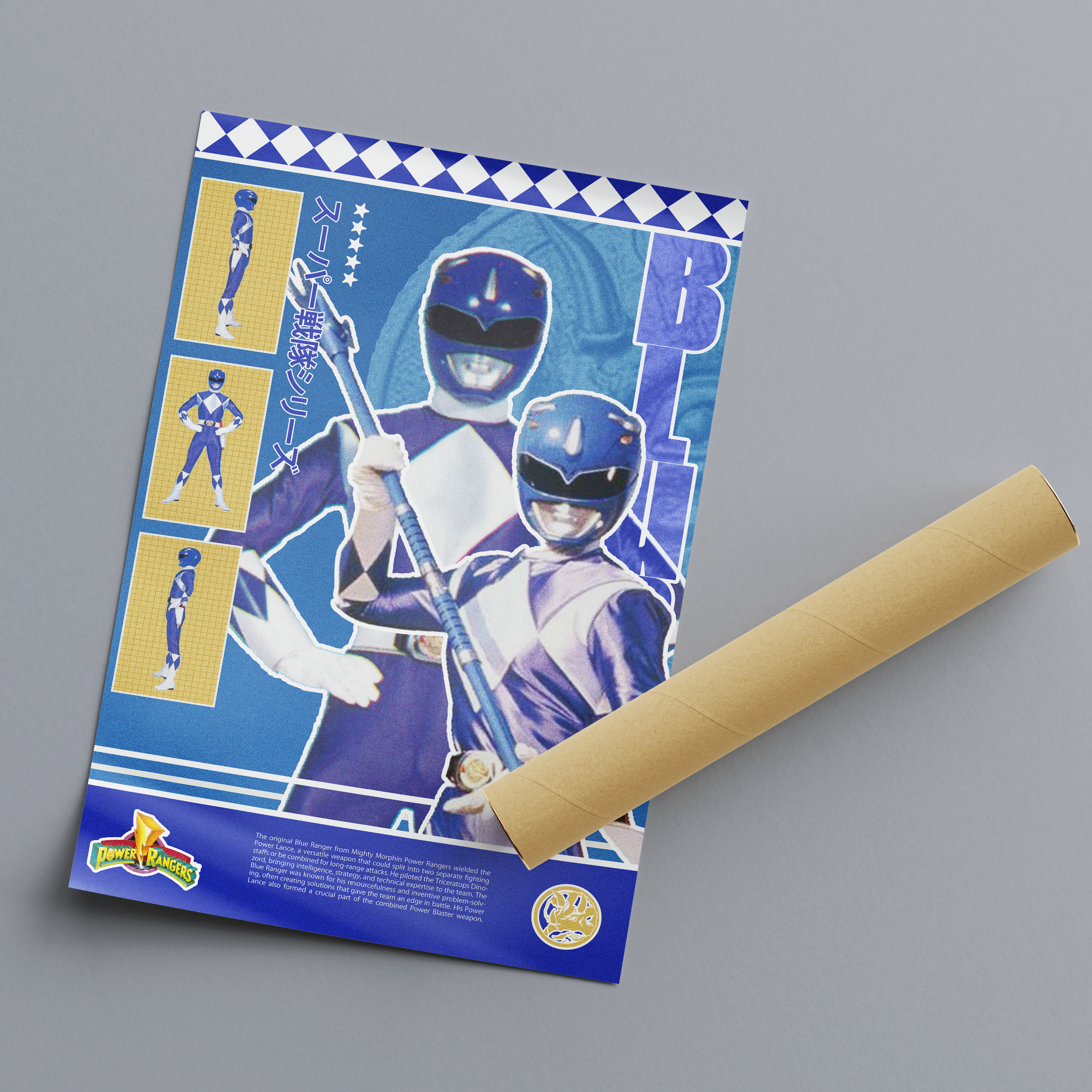 Power Rangers Blue Ranger Matte Poster – Nostalgic Retro Wall Decor (12x18", 18x24", 24x36")