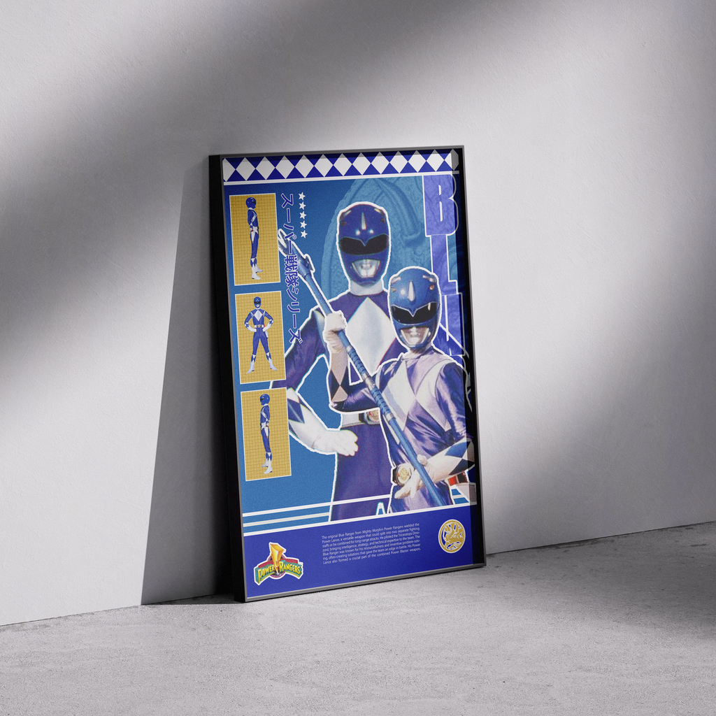 Power Rangers Blue Ranger Matte Poster – Nostalgic Retro Wall Decor (12x18", 18x24", 24x36")