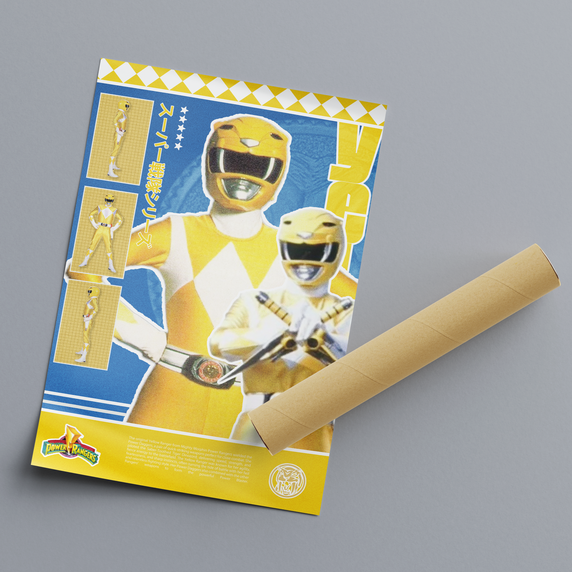 Power Rangers Yellow Ranger Matte Poster – Nostalgic Retro Wall Decor (12x18", 18x24", 24x36")