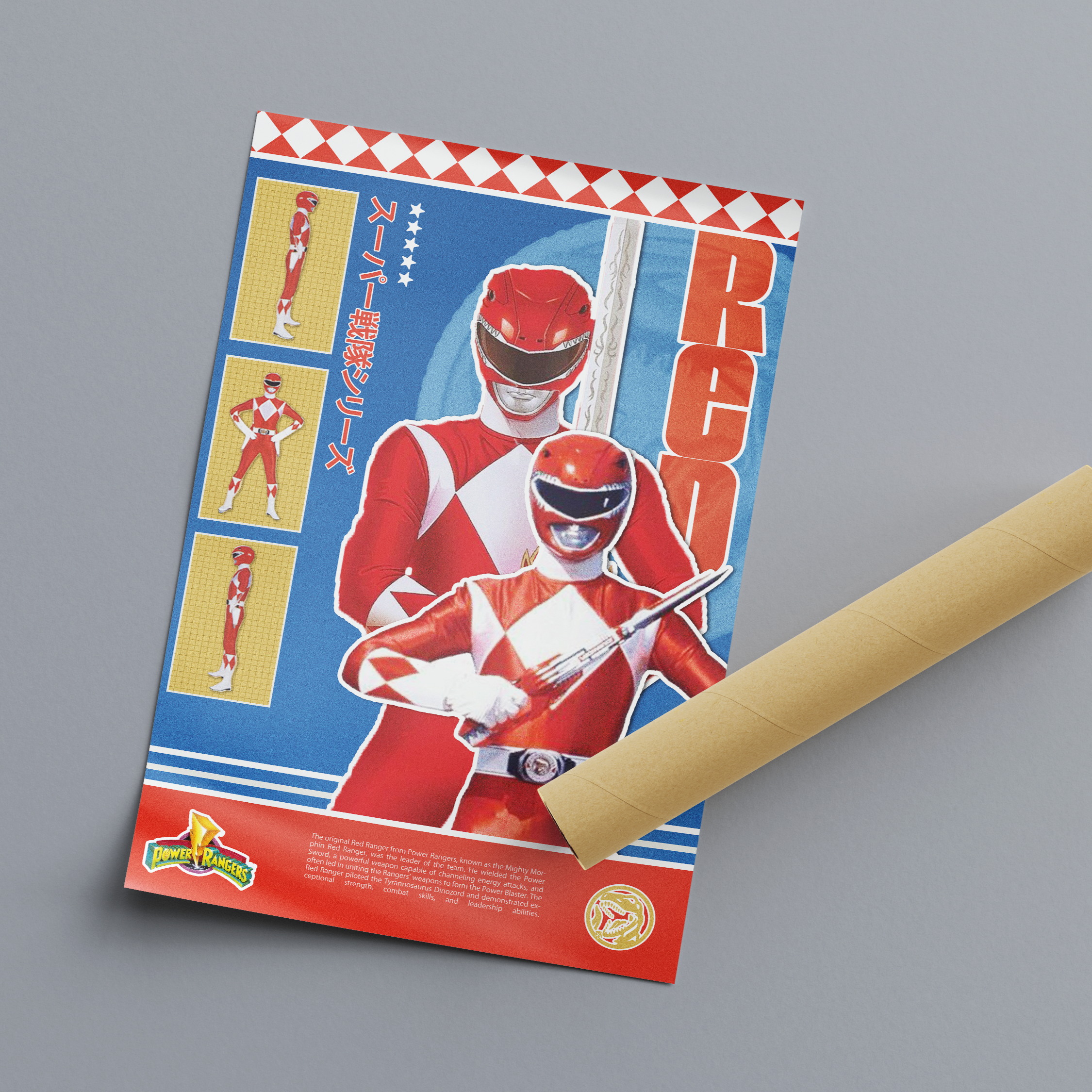 Power Rangers Red Ranger Matte Poster – Nostalgic Retro Wall Decor (12x18", 18x24", 24x36")